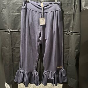 Matilda Jane Blue Leggings with Dramatic Ruffles and Wide Waistband